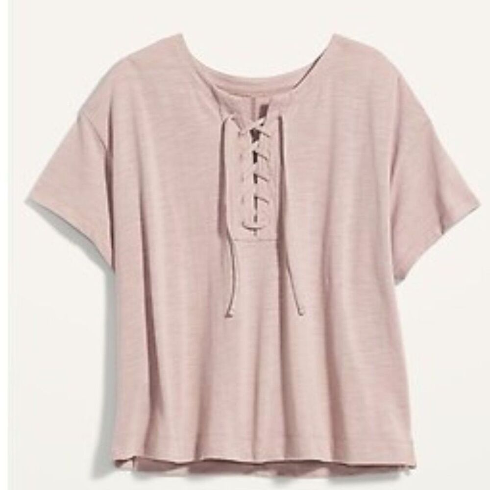 Old Navy Loose - Slub Knit Lace- Up Pullover Shortsleeved Womens Top M
